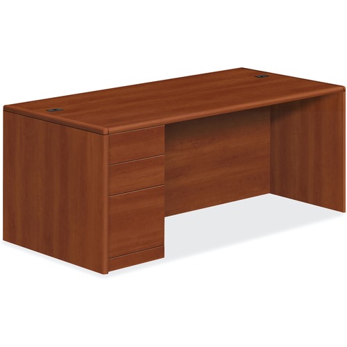 10700 Series Single Pedestal Desk, Full Left Pedestal, 72 X 36 X 29 1/2, Cognac