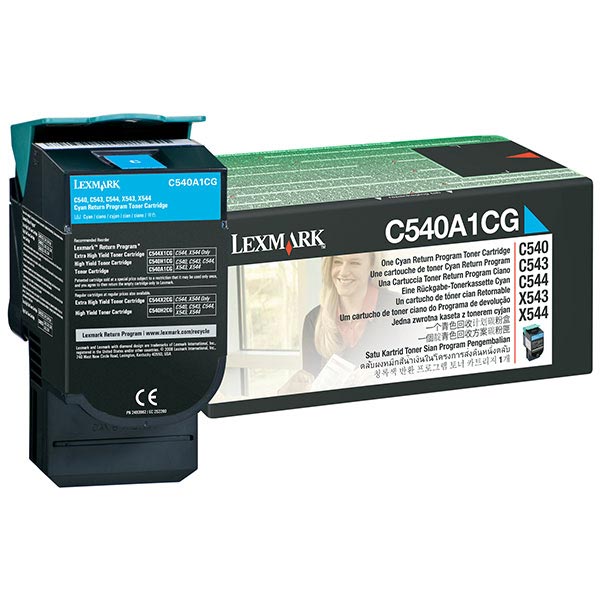 Lexmark C540 C543 C544 X543 X544 Cyan Return Program Toner Cartridge for US Government (1000 Yield) (TAA Compliant Version of C540A1CG)
