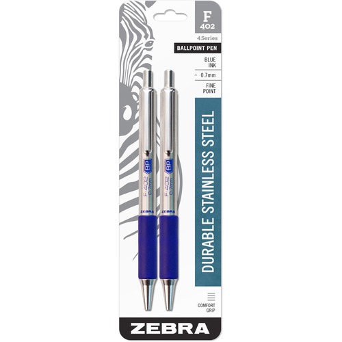 Ballpoint Pen,Retract,.7mm,2/PK,Blue Ink,Stainless Steel