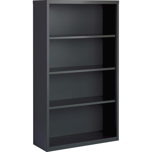 Bookcase, 4-Shelf, Steel, 34-1/2"x12-5/8"x30", Charcoal