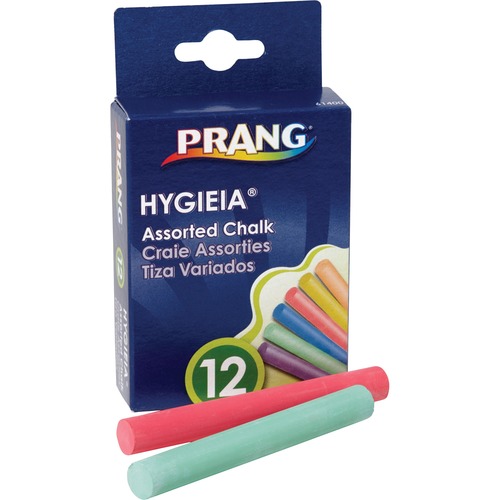 Hygieia Dustless Board Chalk, 3 1/4 X 3/8. Assorted, 12/box