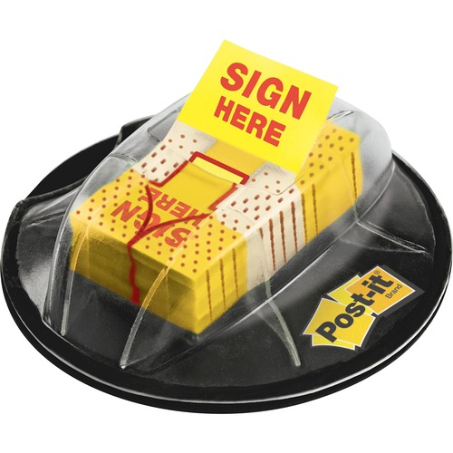 Page Flags In Dispenser, "sign Here", Yellow, 200 Flags/dispenser