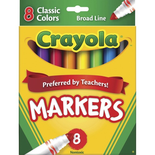 Non-Washable Markers, Broad Point, Classic Colors, 8/set