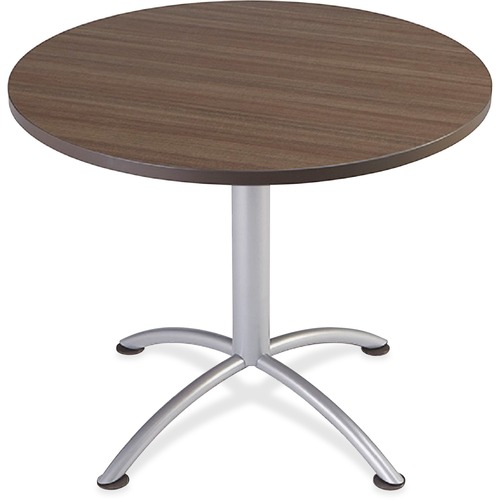 Iland Table, Contour, Round Seated Style, 36" Dia. X 29", Natural Teak/silver