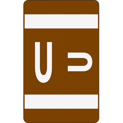 Alpha-Z Color-Coded Second Letter Labels, Letter U, Dark Brown, 100/pack