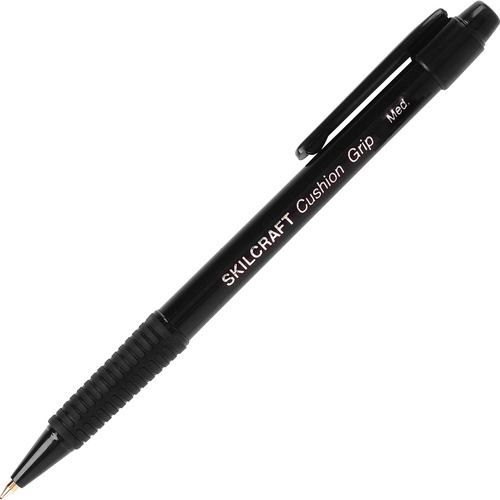 7520014244865, CUSHION GRIP BALLPOINT RETRACTABLE PEN, BLACK INK, MEDIUM, DOZEN