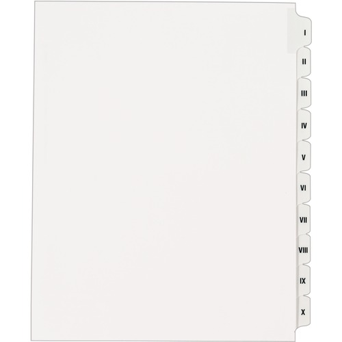 Allstate-Style Legal Exhibit Side Tab Dividers, 10-Tab, I-X, Letter, White