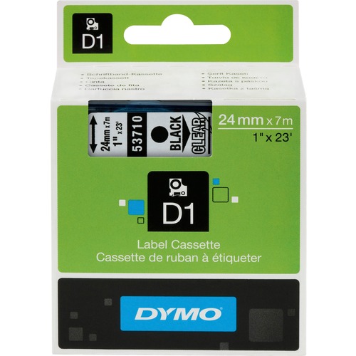 D1 High-Performance Polyester Removable Label Tape, 1" X 23 Ft, Black On Clear