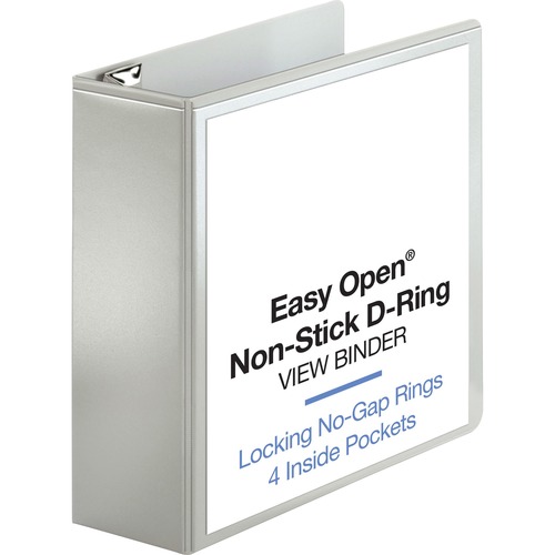 View Binder, Locking D-Ring, 4" Capacity, Letter, White