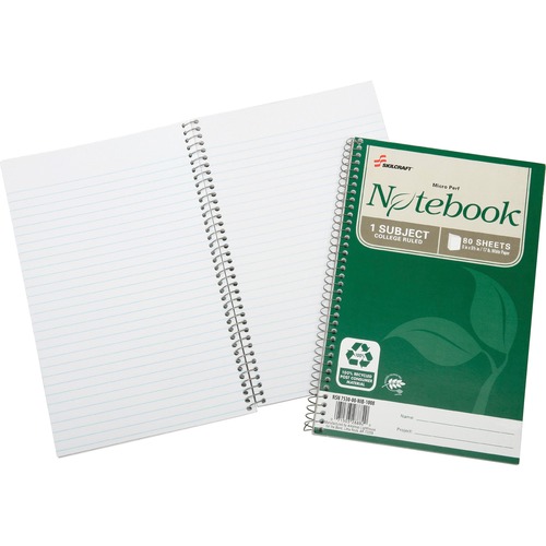7530016002017, RECYCLED NOTEBOOK, COLLEGE RULE, 9 1/2 X 6, WHITE, 80/PAD, 3/PK