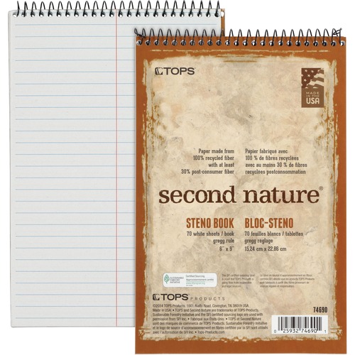 Steno Notebooks, Gregg Rule, 6"x9", 70 Sheets, 4/PK, WE