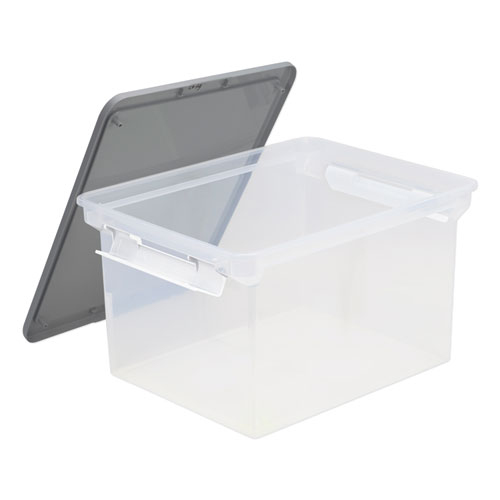 Portable File Tote W/locking Handle Storage Box, Letter/legal, Clear