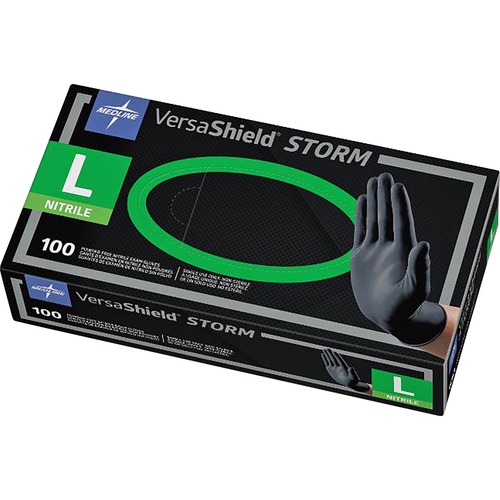 Venom Nitrile Exam Gloves, Large, Black, Powder-Free, 100/box