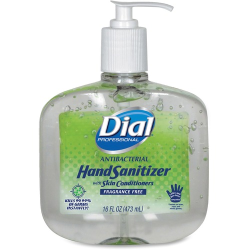 Antibacterial Gel Hand Sanitizer W/moisturizers, 16oz Pump, Fragrance-Free, 8/ct