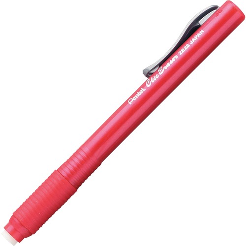 Clic Eraser, Retractable, Pocket Clip, Red Barrel