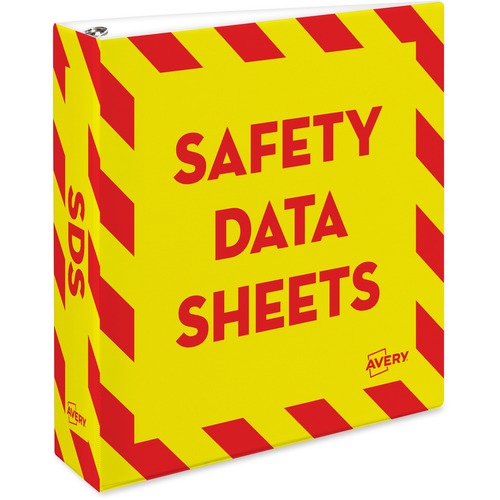 HEAVY-DUTY PREPRINTED SAFETY DATA SHEET BINDER, 2" CAP, YELLOW/RED