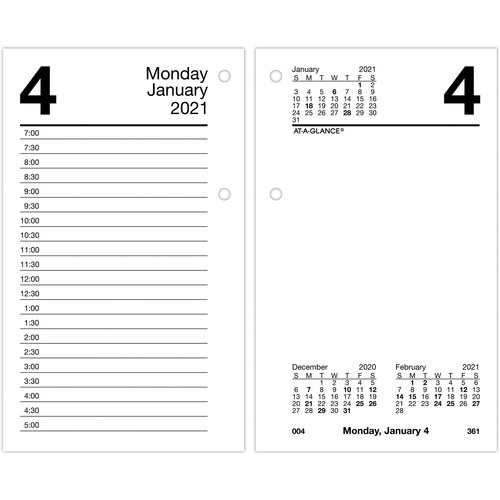 DESK CALENDAR REFILL WITH TABS, 3 1/2 X 6, WHITE, 2019