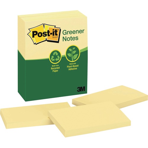 Recycled Note Pads, 3 X 5, Canary Yellow, 100-Sheet, 12/pack