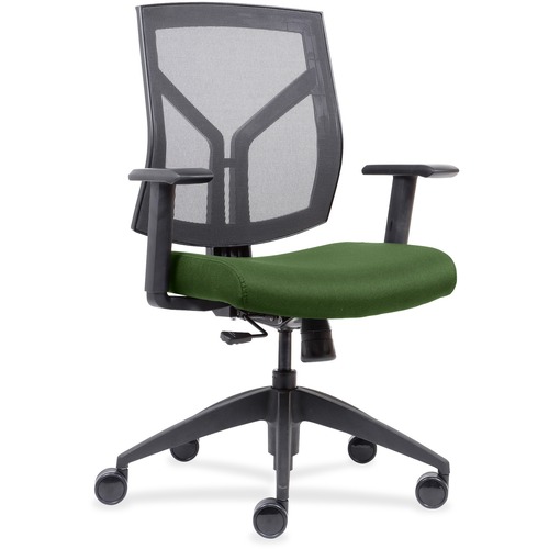 Mid-back Chair, Mesh Back, 26-1/2"x25"x45", Green Fabric