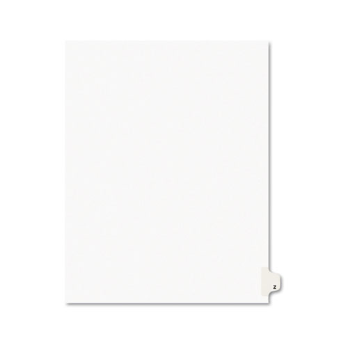 Avery-Style Legal Exhibit Side Tab Dividers, 1-Tab, Title Z, Ltr, White, 25/pk