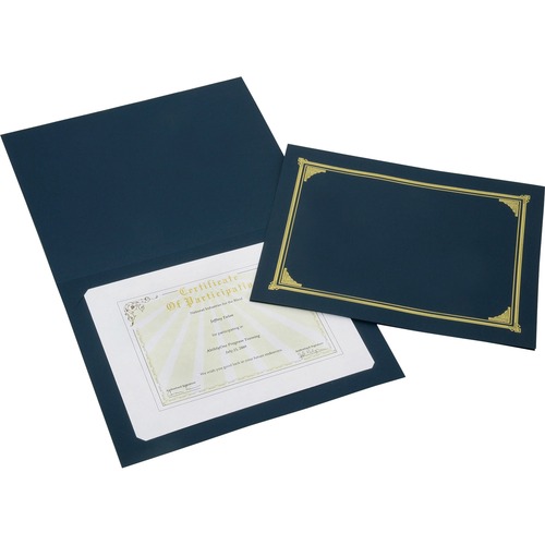 7520015195771, GOLD FOIL DOCUMENT COVER, 12 1/2 X 9 3/4, BLUE, 5/PACK