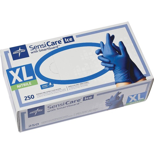 Sensicare Ice Nitrile Exam Gloves, Powder-Free, X-Large, Blue, 230/box