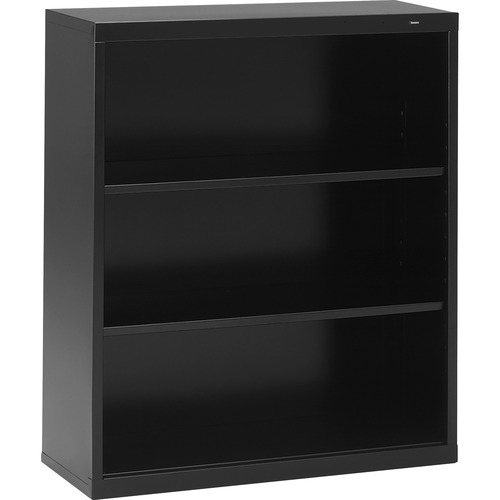 Metal Bookcase, Three-Shelf, 34-1/2w X 13-1/2d X 40h, Black