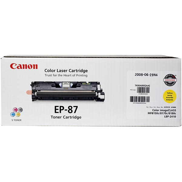 Canon (EP-87) imageCLASS MF8170C MF8180C Yellow Toner Cartridge (4000 Yield)