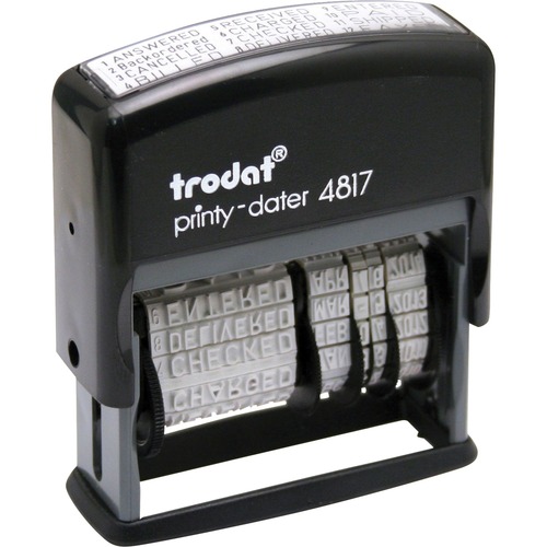 Trodat Economy 12-Message Stamp, Dater, Self-Inking, 2 X 3/8, Black