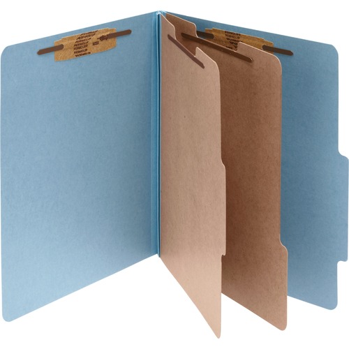 Pressboard 25-Pt Classification Folders, Letter, 6-Section, Sky Blue, 10/box