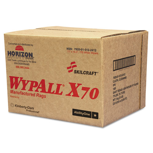 7920015122412, SKILCRAFT, WYPALL X70 RAGS, 11 X 16.5, WHITE, 174/BOX