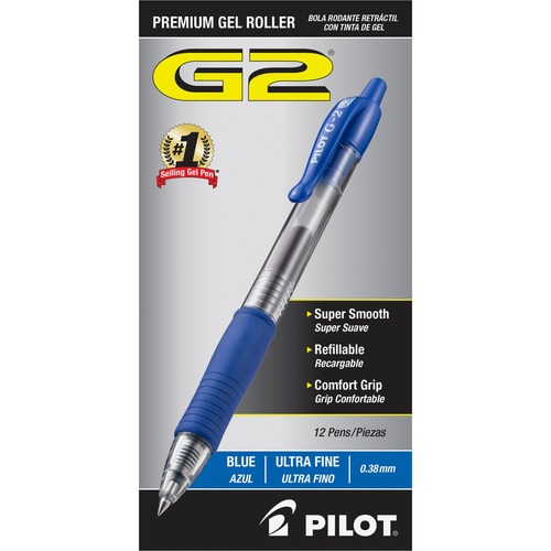 G2 Premium Retractable Gel Ink Pen, Blue Ink, Ultra Fine, Dozen