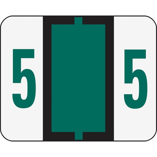 Single Digit End Tab Labels, Number 5, Dark Green, 500/roll