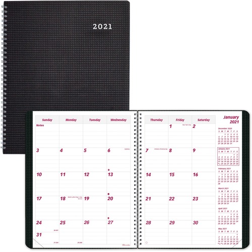 DURAFLEX 14-MONTH PLANNER, 8 7/8 X 7 1/8, BLACK, 2018-2019