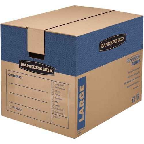 Smoothmove Prime Large Moving Boxes, 24l X 18w X 18h, Kraft/blue, 6/carton