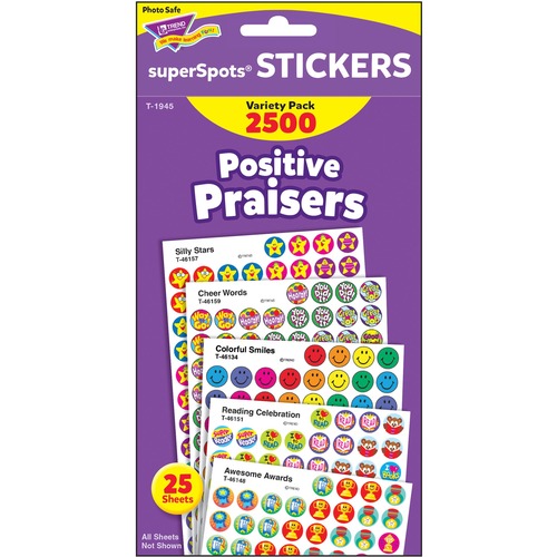 Superspots And Supershapes Sticker Variety Packs, Positive Praisers, 2,500/pack