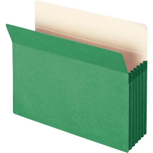 3 1/2" Exp Colored File Pocket, Straight Tab, Letter, Green