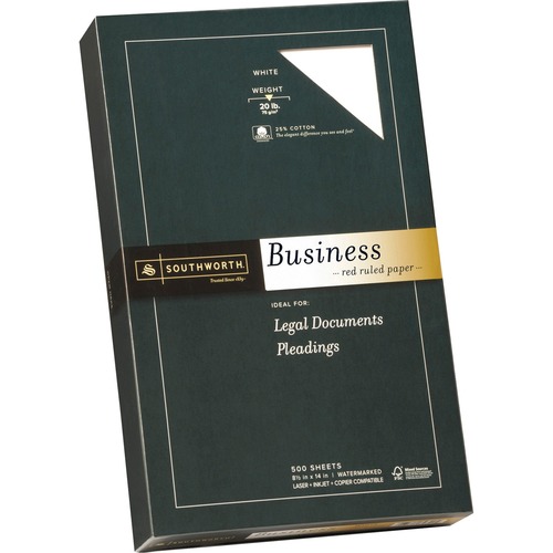 Business Paper,20 lb.,Red Ruled,8-1/2"x14",500/BX,WE