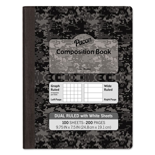 Composition Book, 7 1/2" X 9 3/4", Subject, 100 Sheets, Black