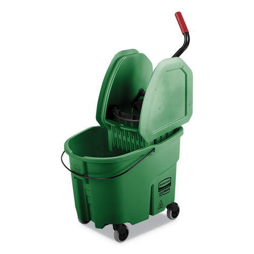 WAVEBRAKE 2.0 BUCKET/WRINGER COMBOS, 35 QT, DOWN PRESS, PLASTIC, GREEN