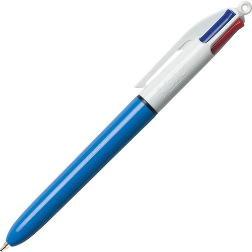 4-Color Retractable Ballpoint Pen, Assorted Ink, Blue Barrel, 1mm, Medium