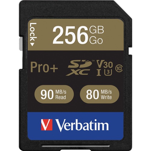 Memory Card, SDXC, 90MB/s Read Speed, 256GB, BK/GD