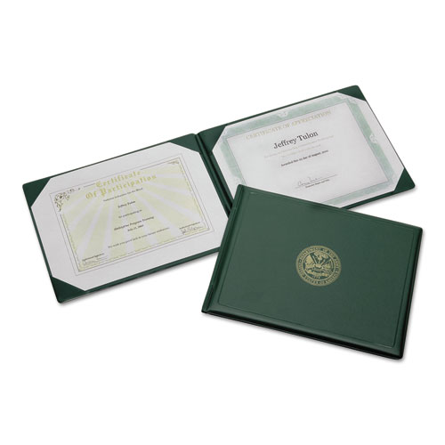 7510007557077, AWARD CERTIFICATE HOLDER, 8 1/2" X 11", ARMY SEAL, GREEN/GOLD
