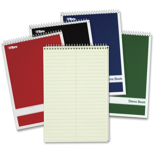 Steno Book W/assorted Colored Covers, 6 X 9, Green Tint, 80 Sheets, 4 Pads/pack