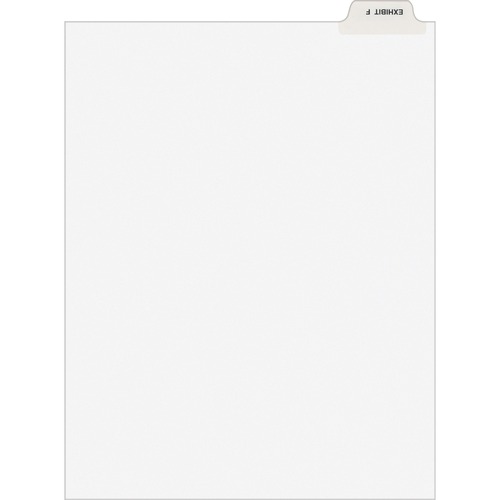 Avery-Style Preprinted Legal Bottom Tab Divider, Exhibit F, Letter, White, 25/pk