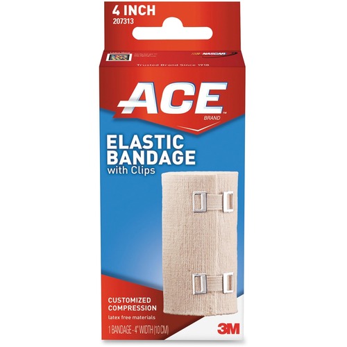 Compression Bandage w/E-Z Clips, Elastic, Latex-free, 4", BG