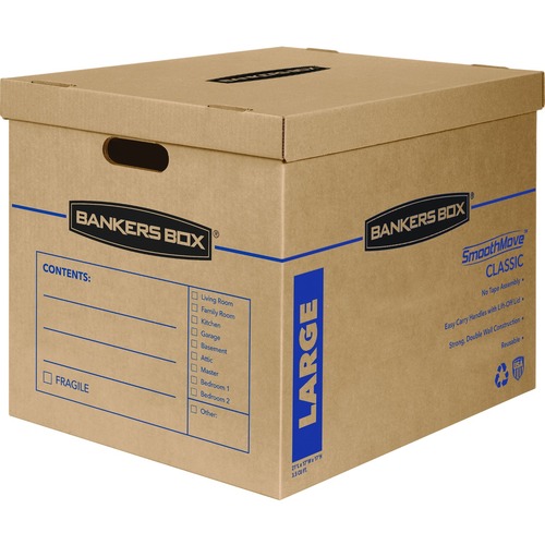 Smoothmove Classic Large Moving Boxes, 21l X 17w X 17h, Kraft/blue, 5/carton