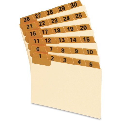 Laminated Index Card Guides, Daily, 1/5 Tab, Manila, 3 X 5, 31/set