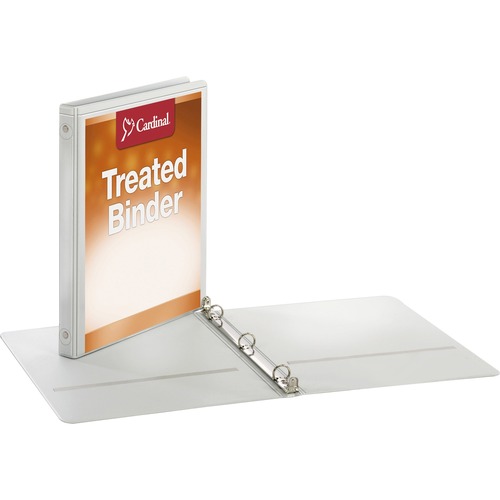 Treated Binder Clearvue Locking Round Ring Binder, 5/8" Cap, 11 X 8 1/2, White