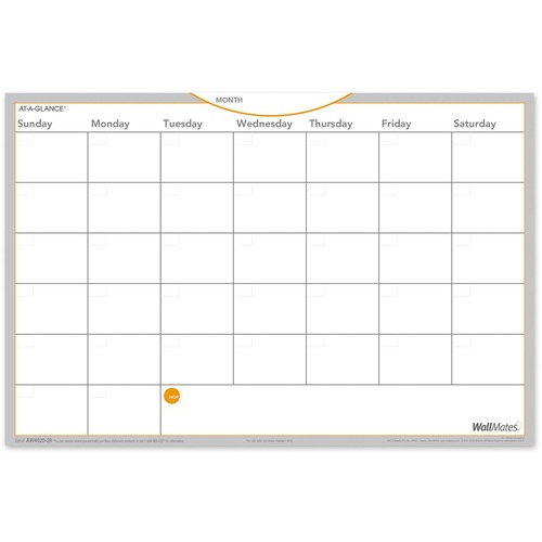 Wallmates Self-Adhesive Dry Erase Monthly Planning Surface, 18 X 12